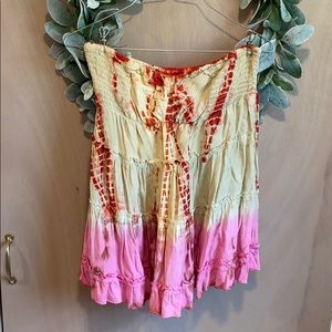 Free People Tie Die Strapless Top